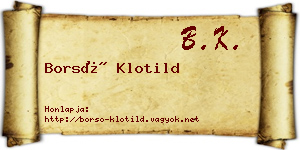 Borsó Klotild névjegykártya